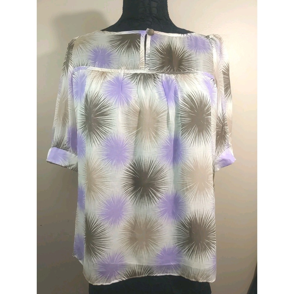 Milly Women Firework Pattern Multi Color Side Button Down Silk Top Size 6